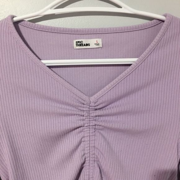 Epic Threads Ruched Front Top Ribbed Top with drawstring Size L - Picture 4 of 5